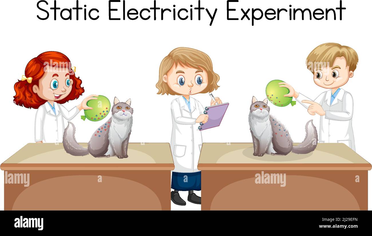 Science Experiment mit statischer Elektrizität Illustration Stock Vektor