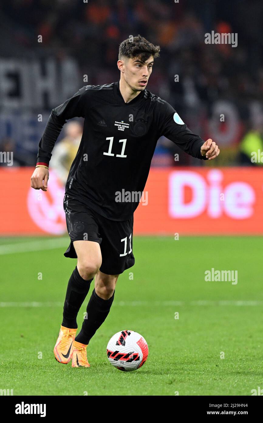 Amsterdam, Niederlande. 29. März 2022. Fußball: Nationalspieler, Niederlande - Deutschland, Johann Cruyff Arena. Deutschlands Kai Havertz in Aktion. Quelle: Federico Gambarini/dpa/Alamy Live News Stockfoto