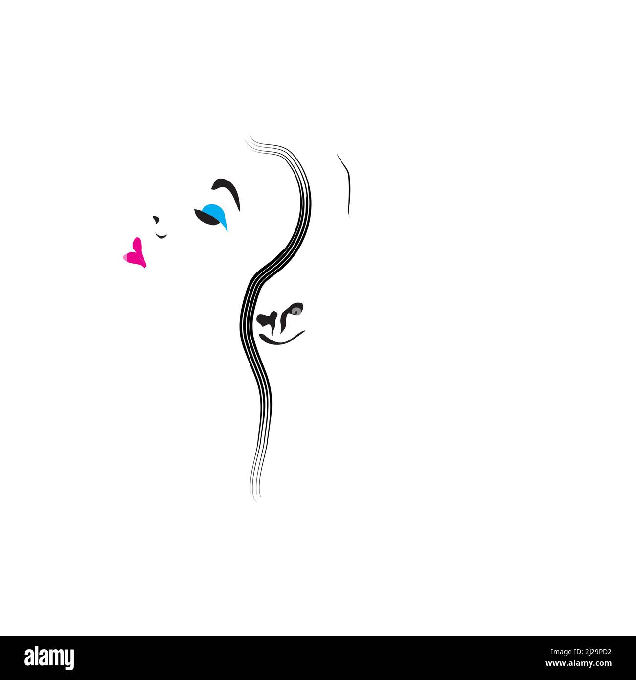 Freihändig Zeichnung Skizze eines schönen Frau Gesicht. Vektorgrafik Stock Vektor