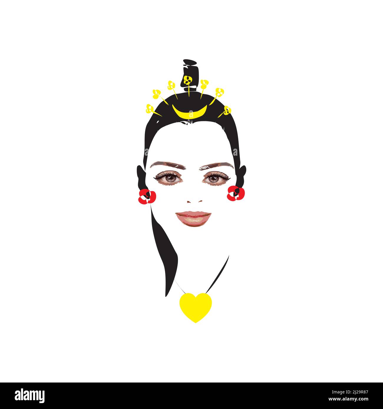 Freihändig Zeichnung Skizze eines schönen Frau Gesicht. Vektorgrafik Stock Vektor