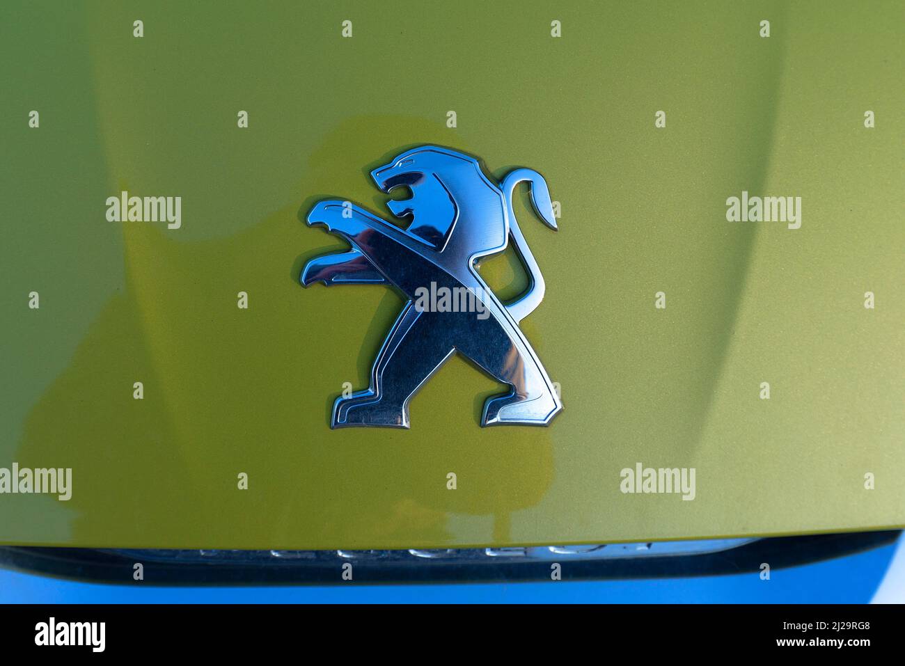 Symbolfigur der Marke peugeot, Bayern, Deutschland Stockfoto