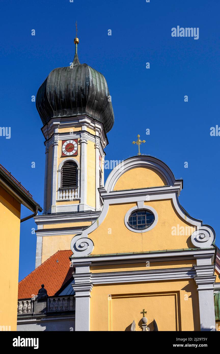 St. Nikolaus, römisch-katholische Stadtpfarrkirche, Immenstadt, Allgäu, Bayern, Deutschland Stockfoto