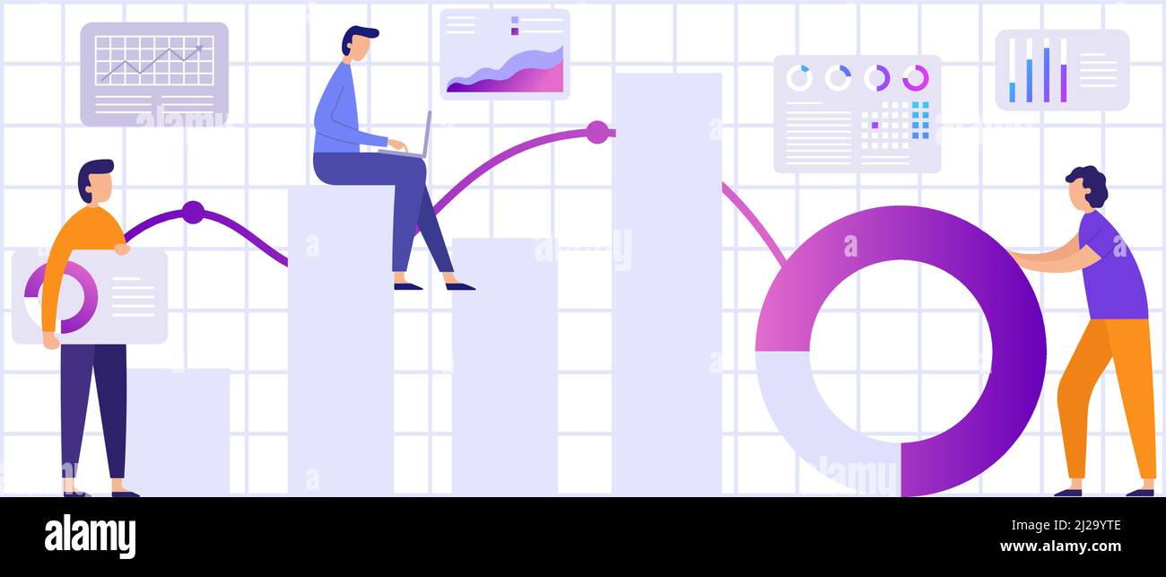 Marktgeschäftsanalyse, Analysediagramm und Grafik Stock Vektor