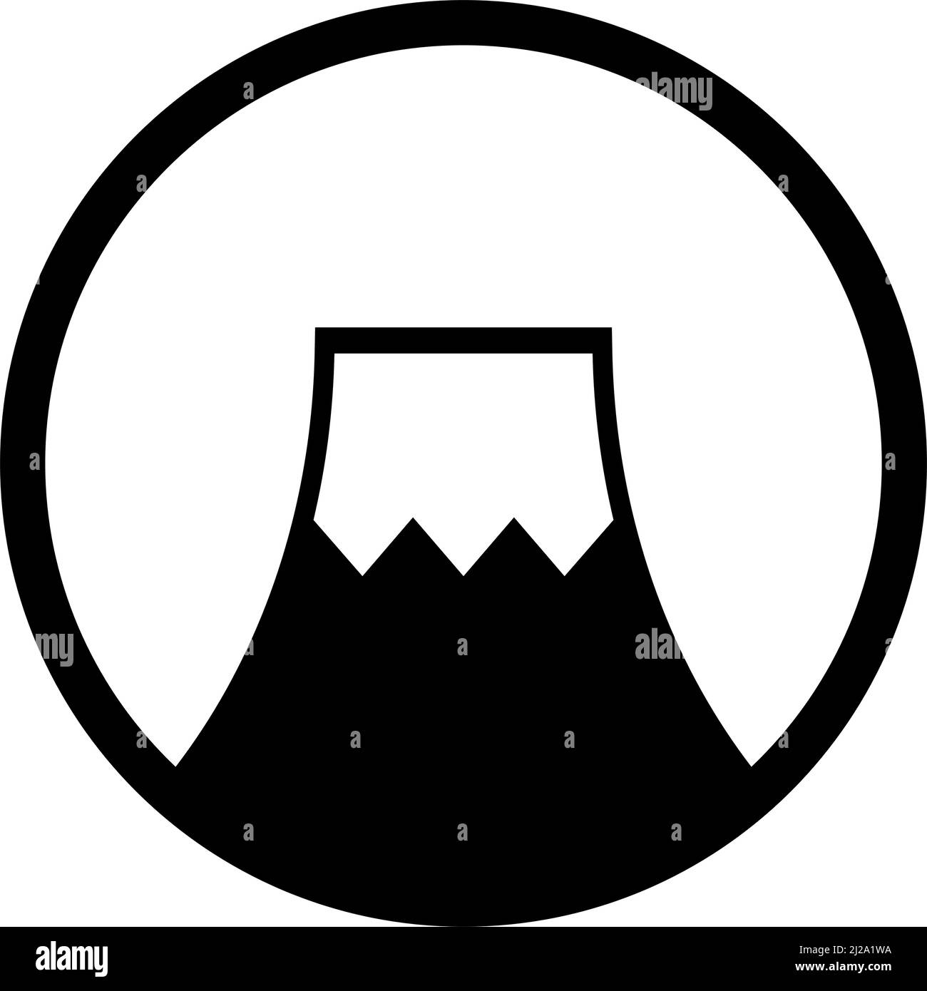 Das Symbol des Fuji in einem runden Kreis. Bearbeitbarer Vektor. Stock Vektor