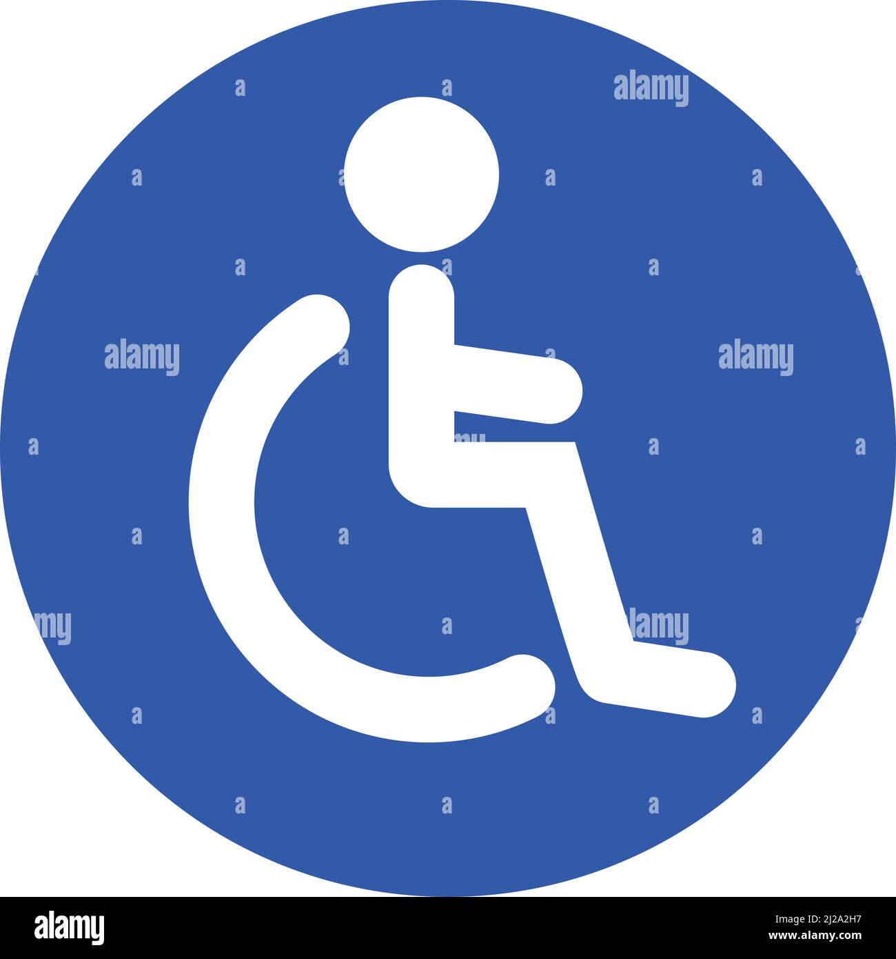 Rundes Rollstuhlschild. Rollstuhlgerechte Parkplätze und Toiletten. Bearbeitbarer Vektor. Stock Vektor