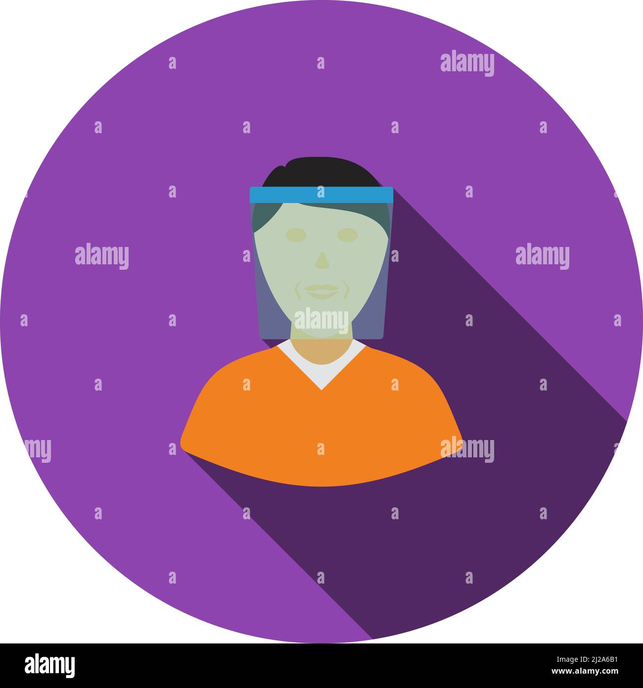 Symbol Für Gesichtsschutz. Flaches Kreiseldesign Mit Langen Schatten. Vektorgrafik. Stock Vektor