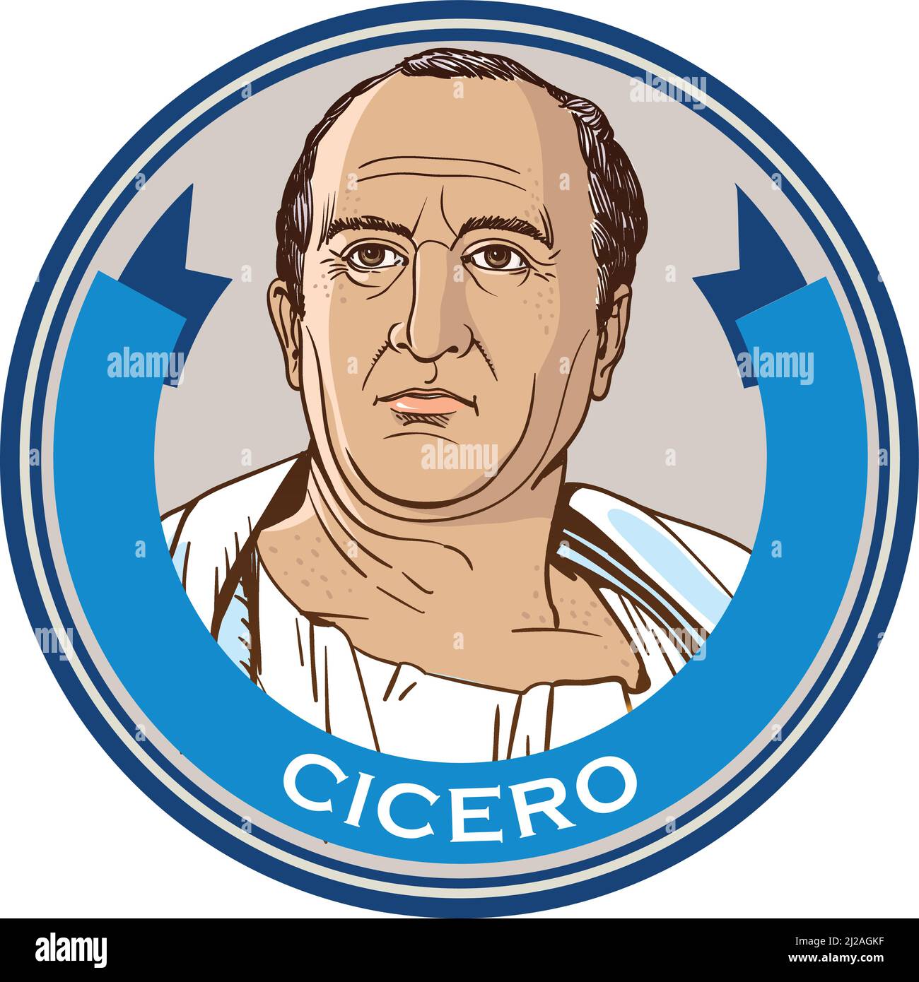 Cicero Portrait, er war ein römischer Politiker, Rechtsanwalt, Konsul der Römischen Republik und Gouverneur der römischen Provinz Kilikien Stock Vektor