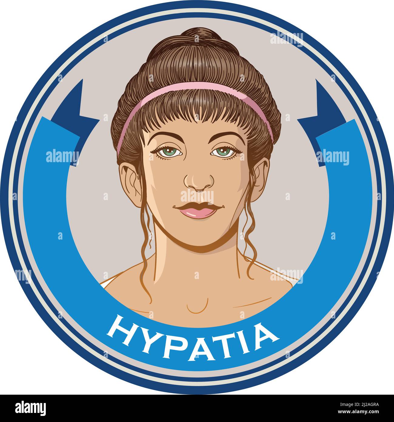 Hypatia Linie Kunst Porträt. Sie war eine hellenistische Neoplatonistin, Philosophin, Astronomin und Mathematikerin Stock Vektor