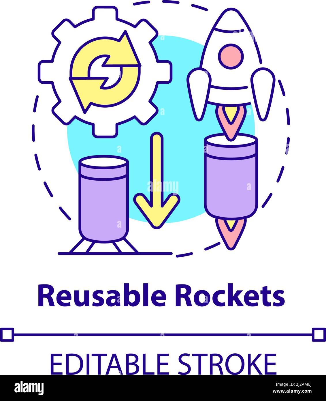Symbol für wiederverwendbares Raketenkonzept Stock Vektor