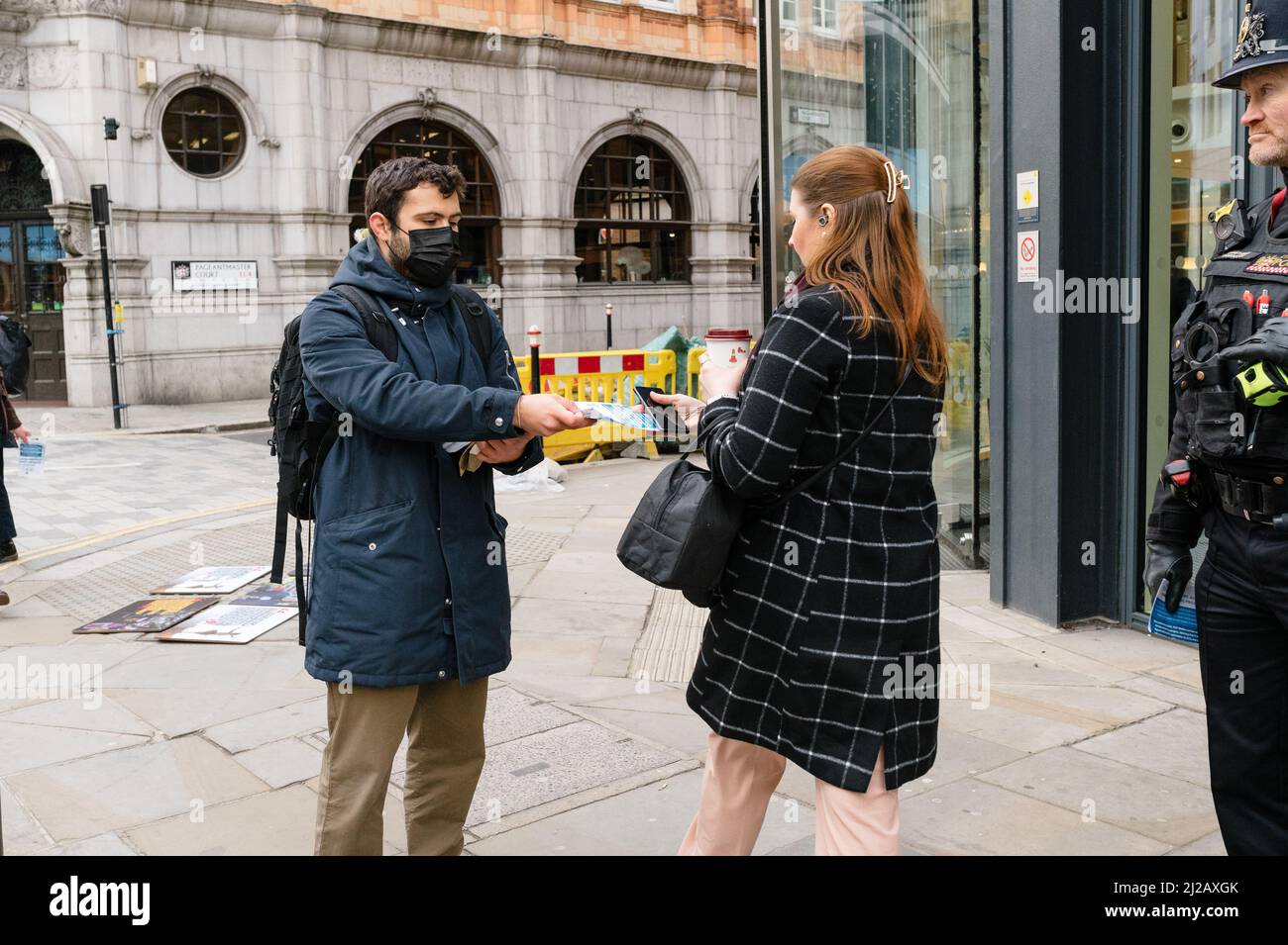 London, Großbritannien. 31. März 2022. Protest vor DEM GLAS-Büro in London. GLAS wird als der zukünftige Sicherheitstruchmann von Adani vermutet.Quelle: Andrea Domeniconi/Alamy Live News Stockfoto