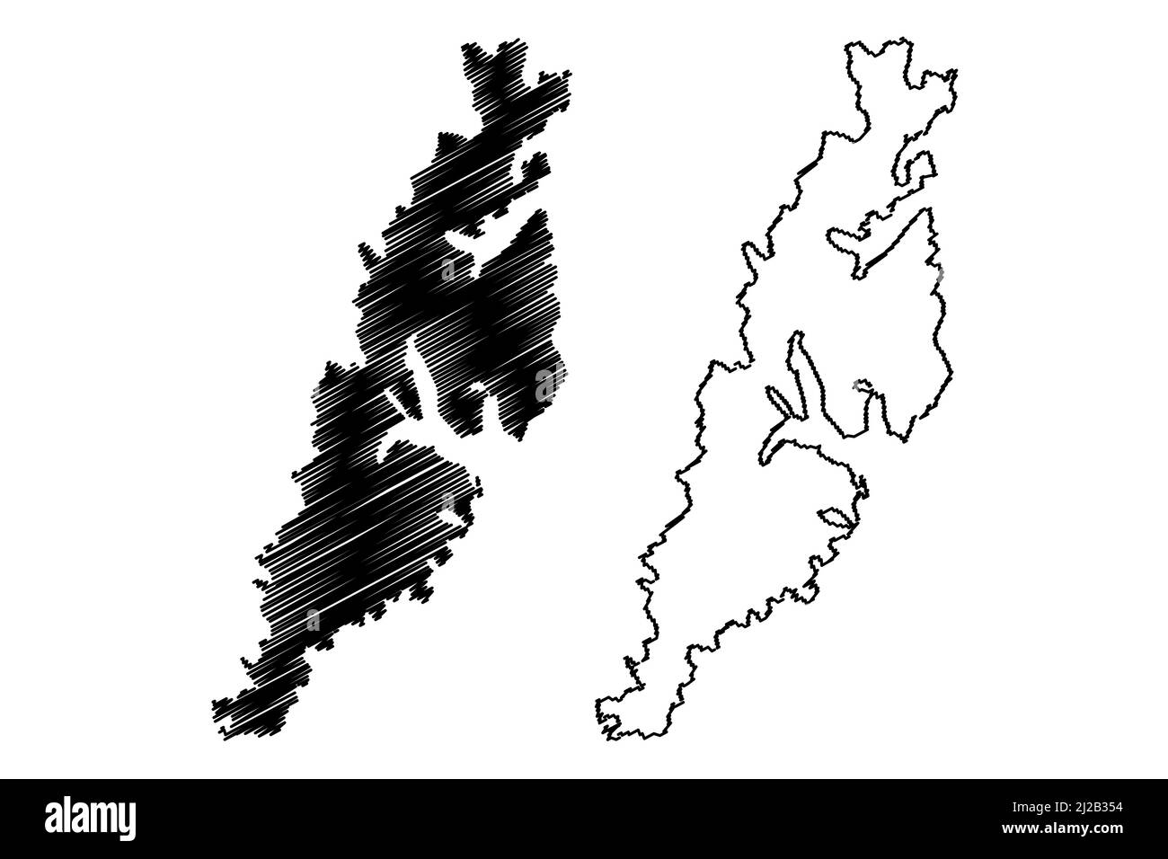 Moskenesoya Island (Königreich Norwegen, Lofoten-Archipel) Karte Vektordarstellung, Skizze Moskenesoya Karte Stock Vektor