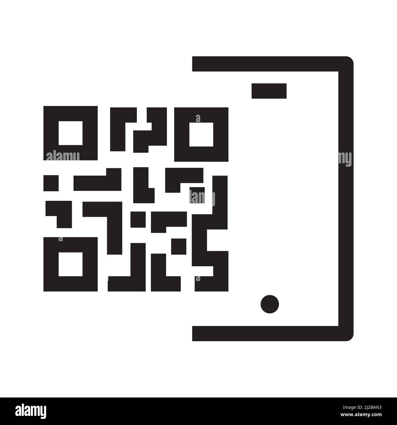 Smartphone mit qr-Code-Symbol in Umrissform auf weißem Hintergrund Stock Vektor