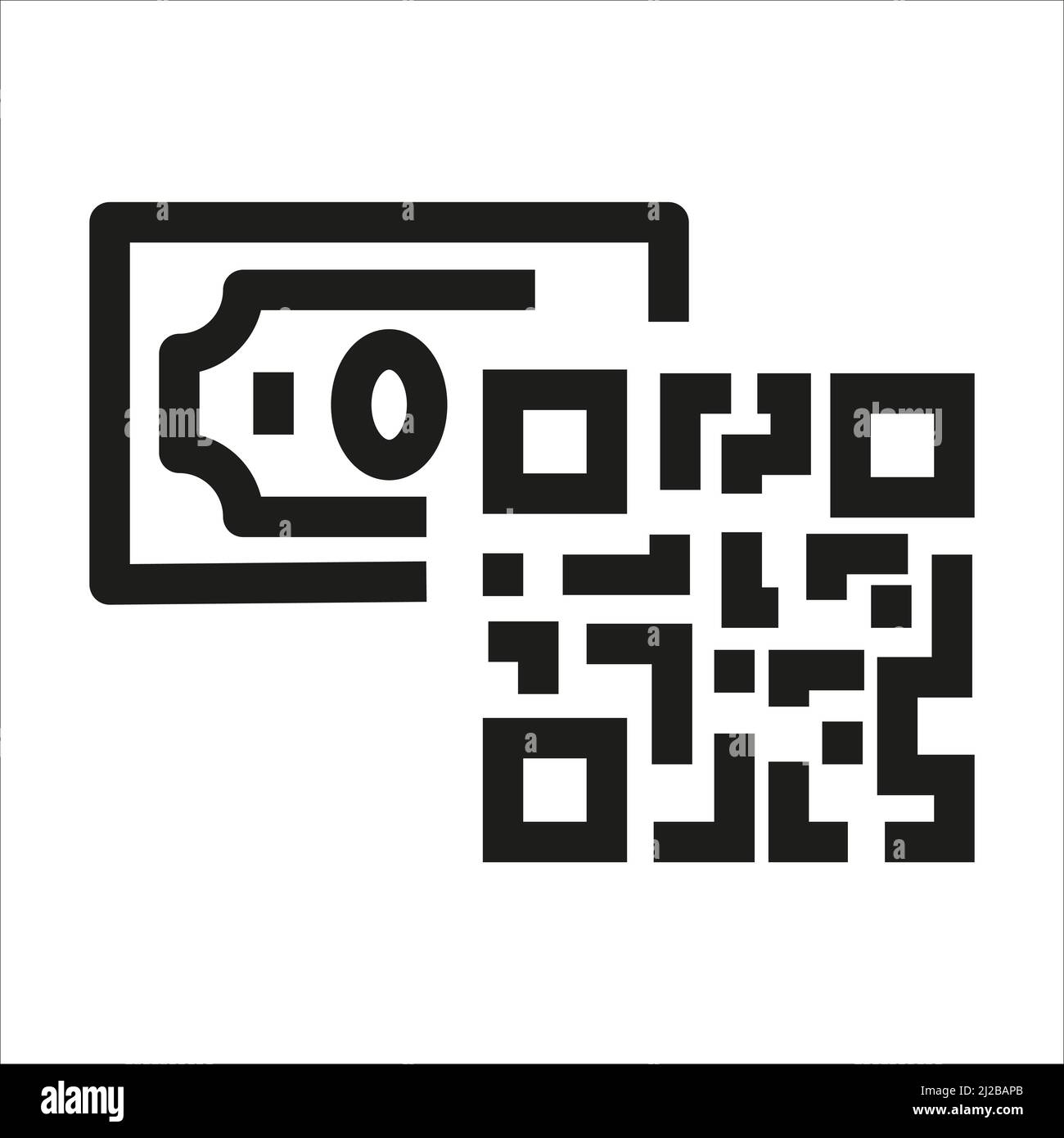 Geld- und Codesymbol in Gliederungsform auf weißem Hintergrund Stock Vektor