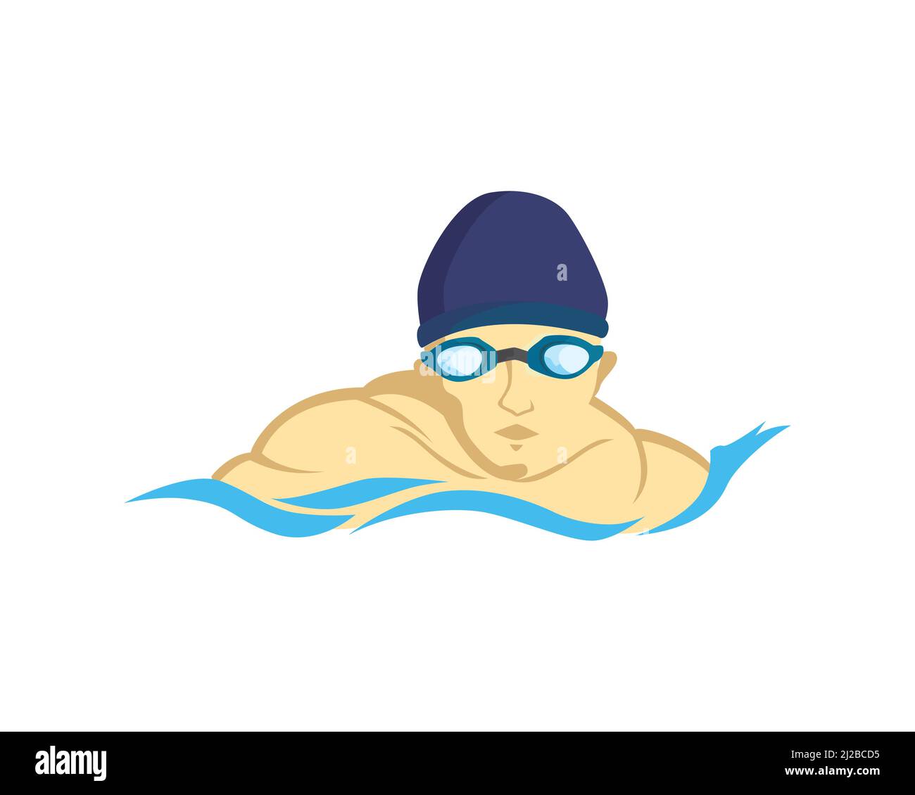 Figur des schwimmenden Mannes mit Brille Stock Vektor