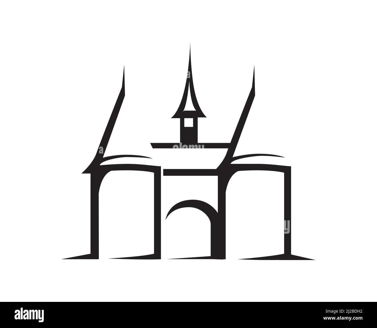 Festung und Schloss Symbol Silhouette Stock Vektor