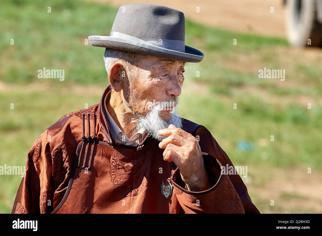 Mongolei. Porträt eines alten Mannes Stockfoto