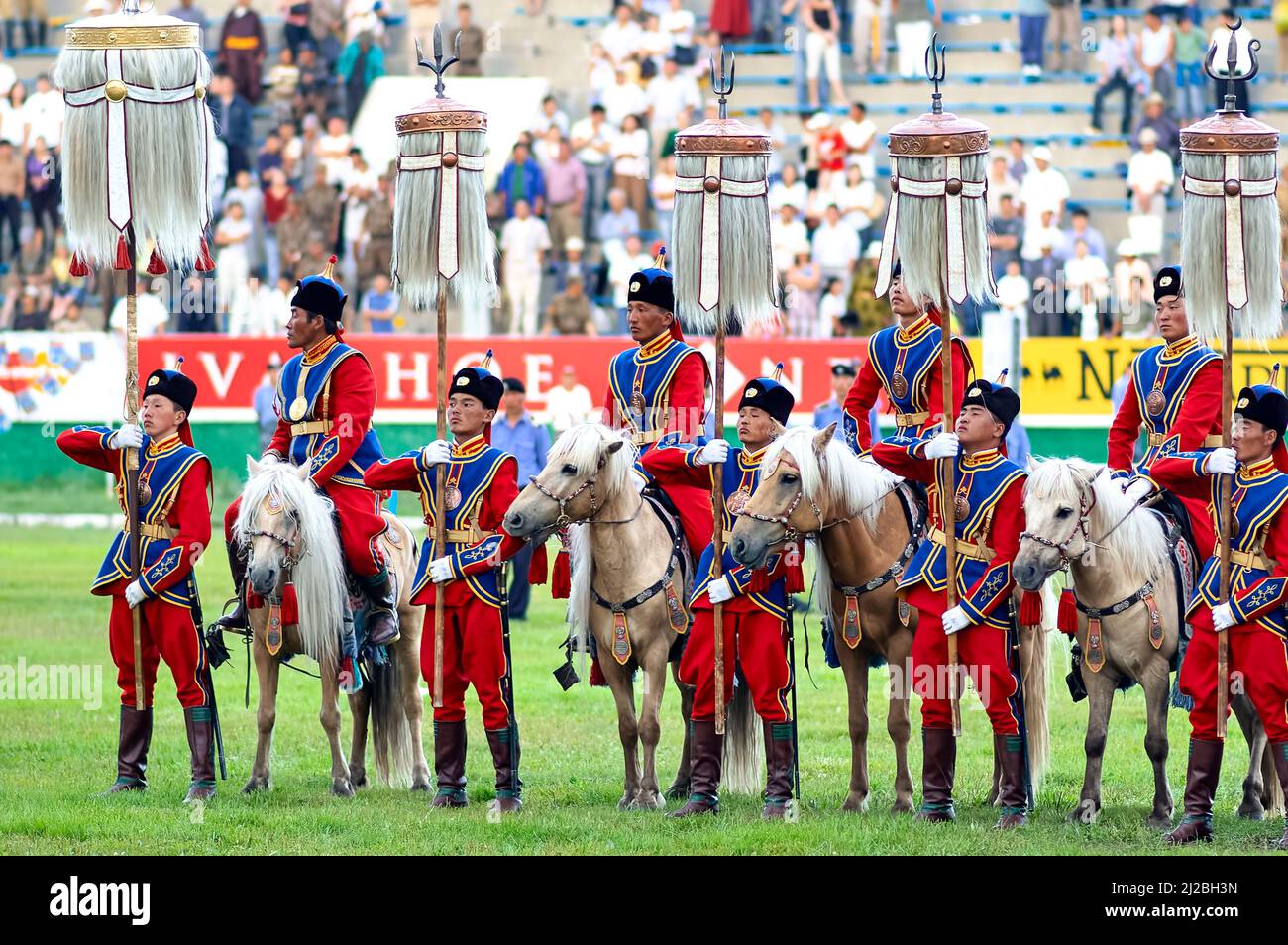 Mongolei. Wrestling Games auf dem Naadam Festival in Ulaanbaatar Stockfoto