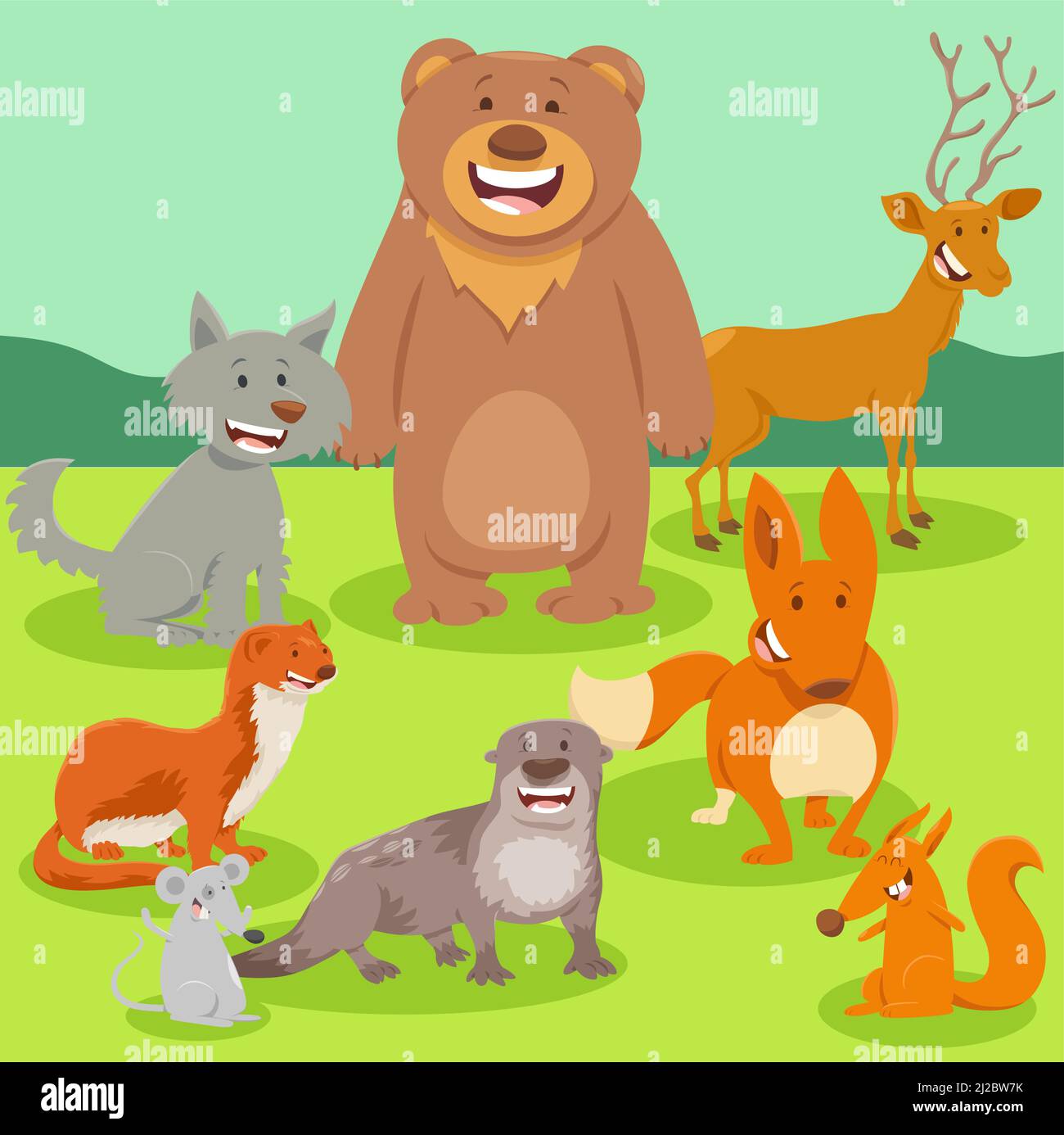 Cartoon Illustration von glücklichen wilden Tieren Comic-Figuren Stock Vektor