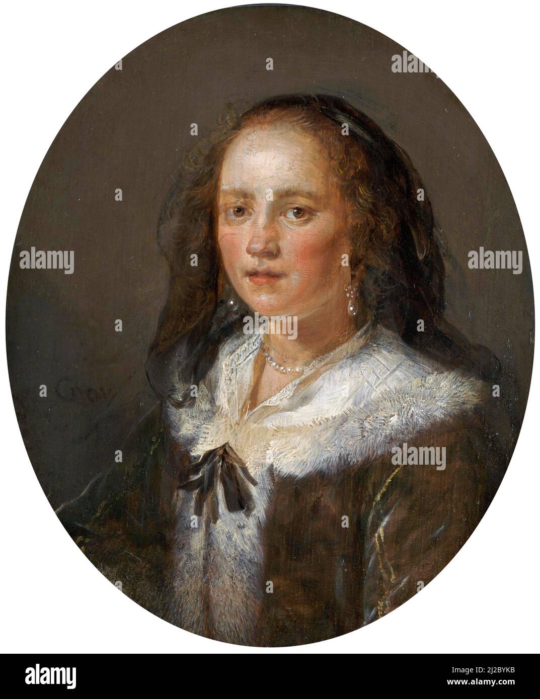 Porträt einer jungen Frau von Gerrit Dou (1613-1675), Öl auf Eiche, c.. 1655 Stockfoto