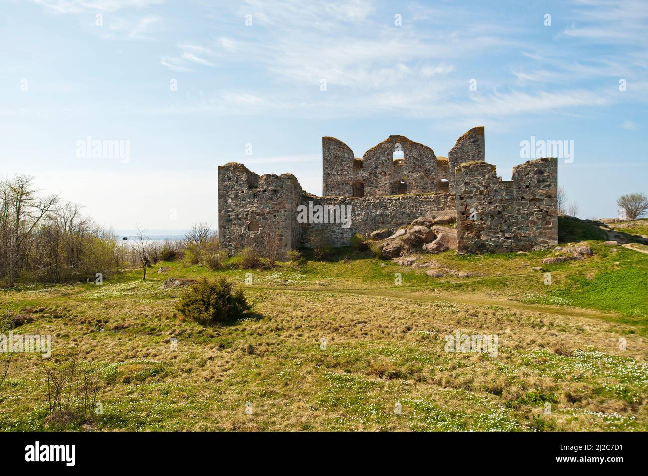 Die Ruinen von Brahehus, am See Vättern in Schweden. Stockfoto