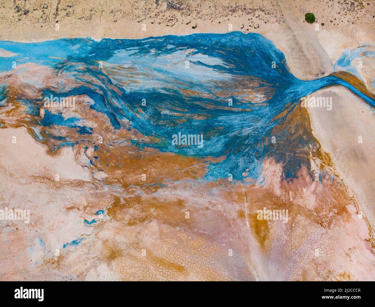 Luftaufnahme des geothermischen Gebiets Myvatn Stockfoto