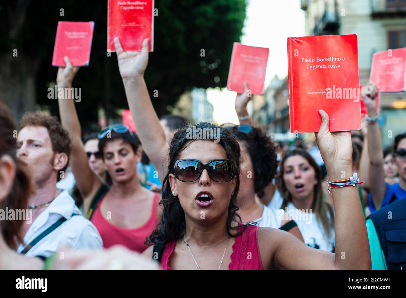 Palermo, Italien 18/07/2012: 20.. Jahrestag des Massakers an der Via D'Amelio. Anti-Mafia-Prozession von der Piazza Croci zur Via Maqueda. ©Andrea Sabbadini Stockfoto