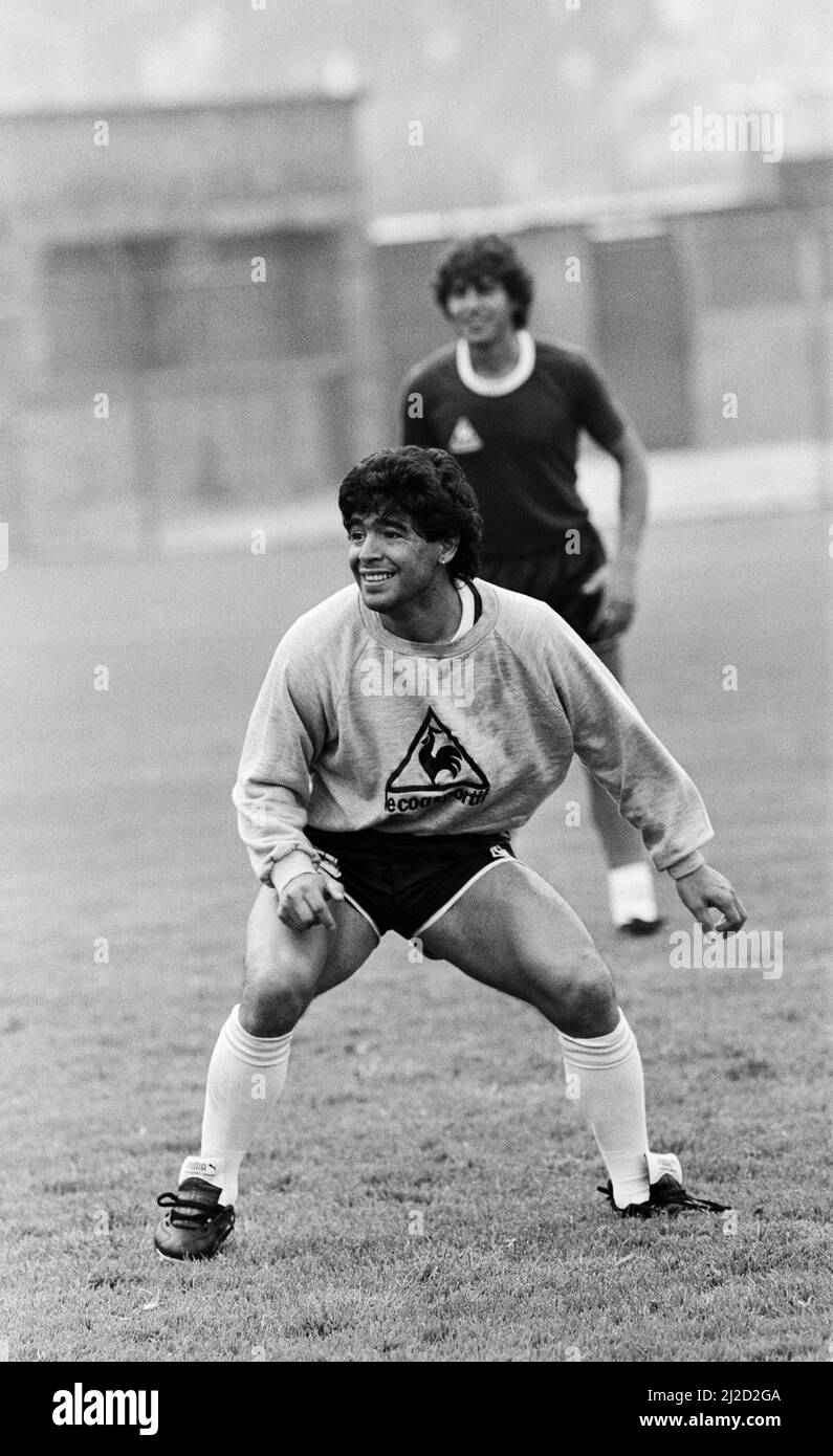 Fußball-Weltmeisterschaft 1986, Diego Maradona von Argentinien Ausbildung in Mexiko. 19.. Juni 1986. Stockfoto