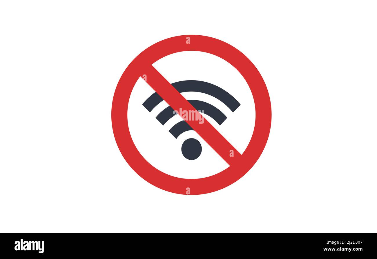 Kein WLAN-Signal, Symbol. Vektorgrafik Illustrator. Stock Vektor