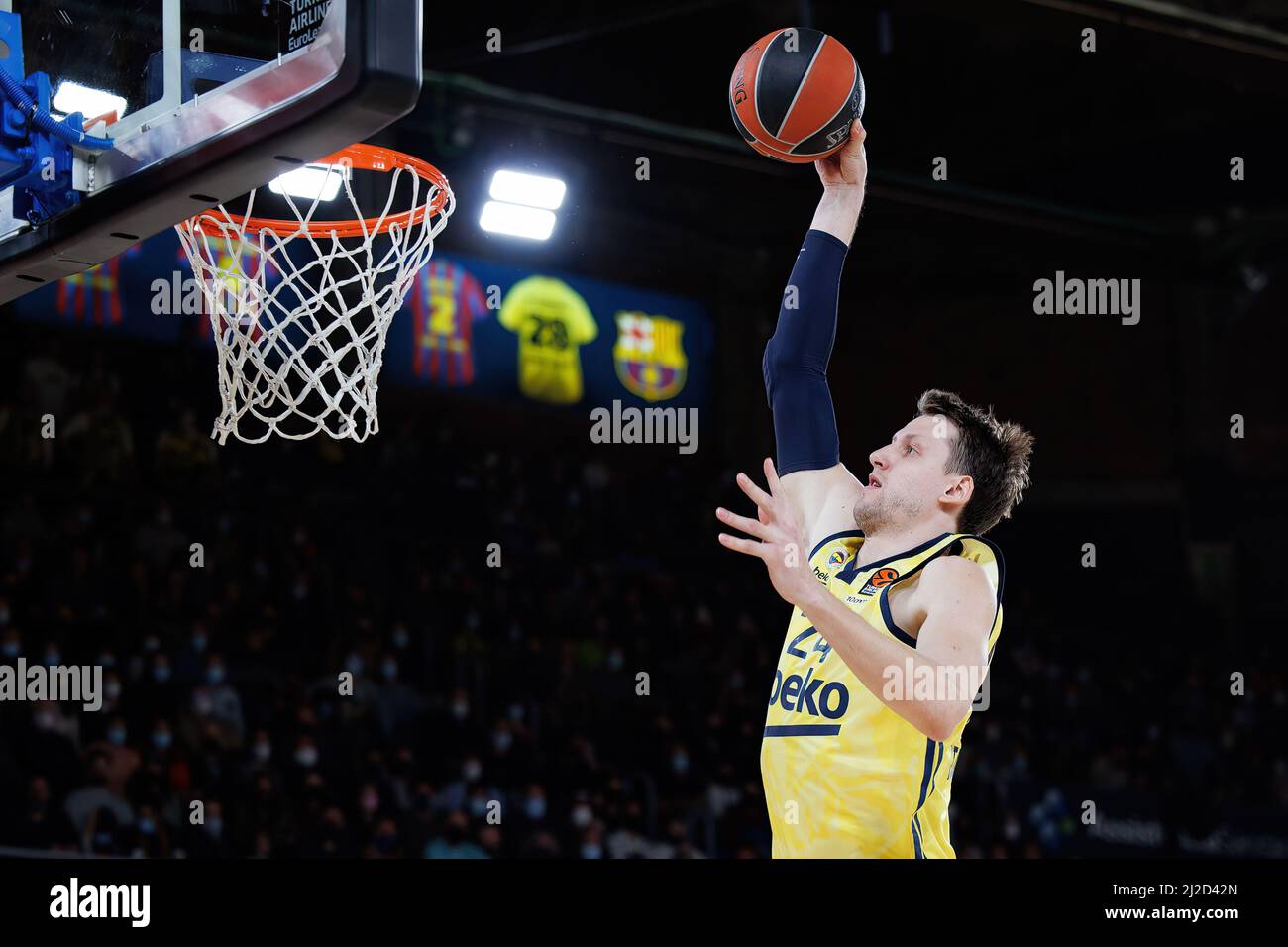 BARCELONA - MÄR 25: Jan Vesely in Aktion während des Euroleague-Spiels von Turkish Airlines zwischen dem FC Barcelona und Fenerbahce SK Istambul im Palau Bla Stockfoto