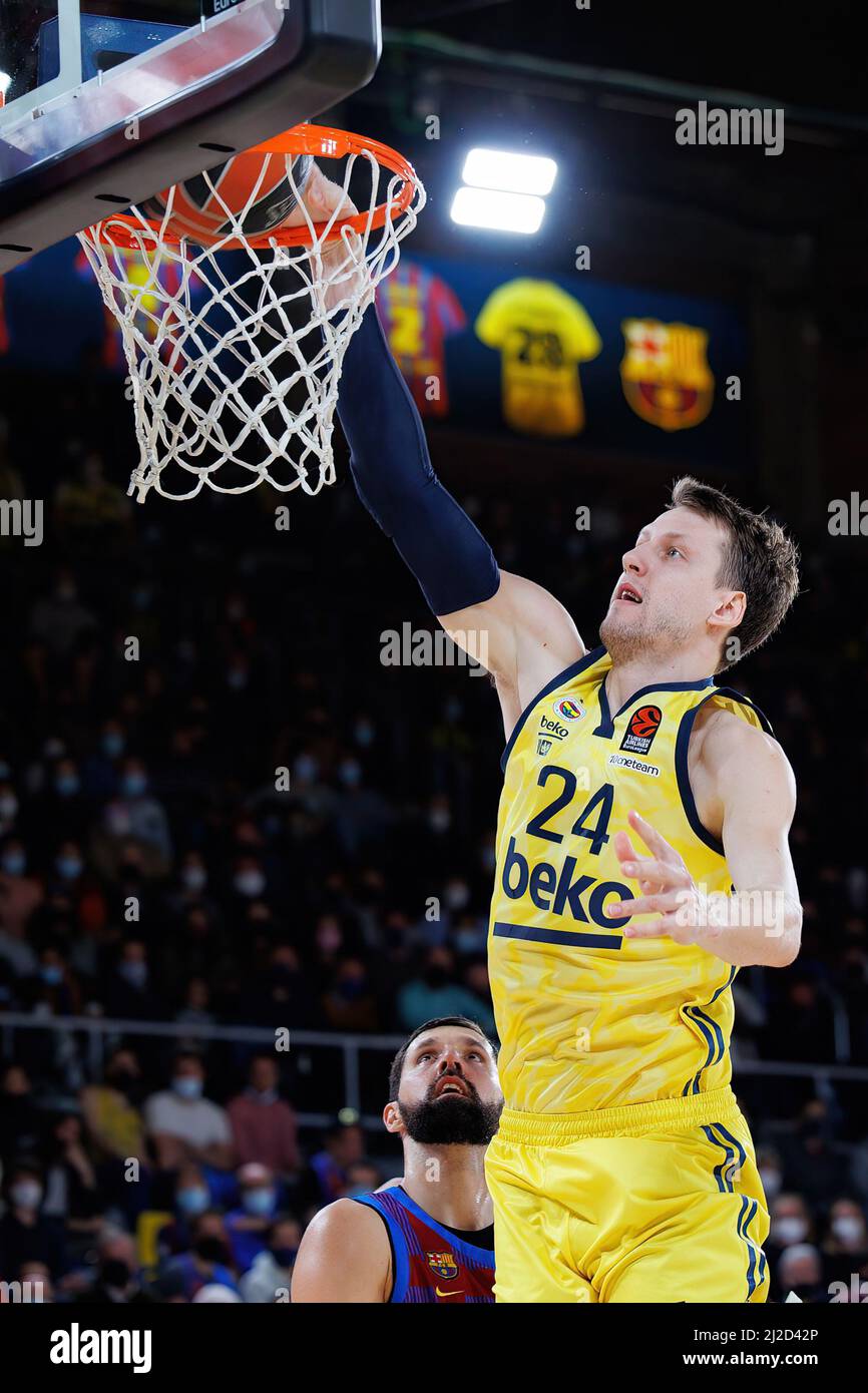 BARCELONA - MÄR 25: Jan Vesely in Aktion während des Euroleague-Spiels von Turkish Airlines zwischen dem FC Barcelona und Fenerbahce SK Istambul im Palau Bla Stockfoto