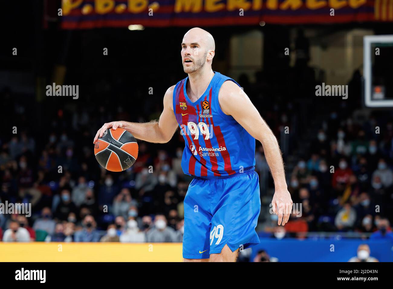 BARCELONA - MÄR 25: Nick Calathes in Aktion während des Euroleague-Spiels von Turkish Airlines zwischen dem FC Barcelona und Fenerbahce SK Istambul im Palau Stockfoto