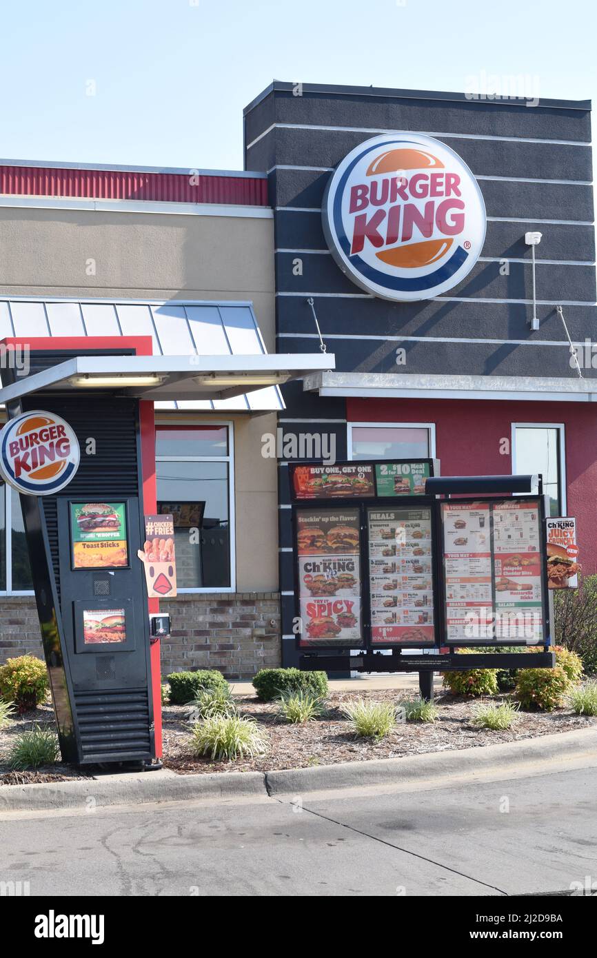 Drive-Thru-Menü in einem Burger King-Restaurant in Rockport, Arkansas Stockfoto