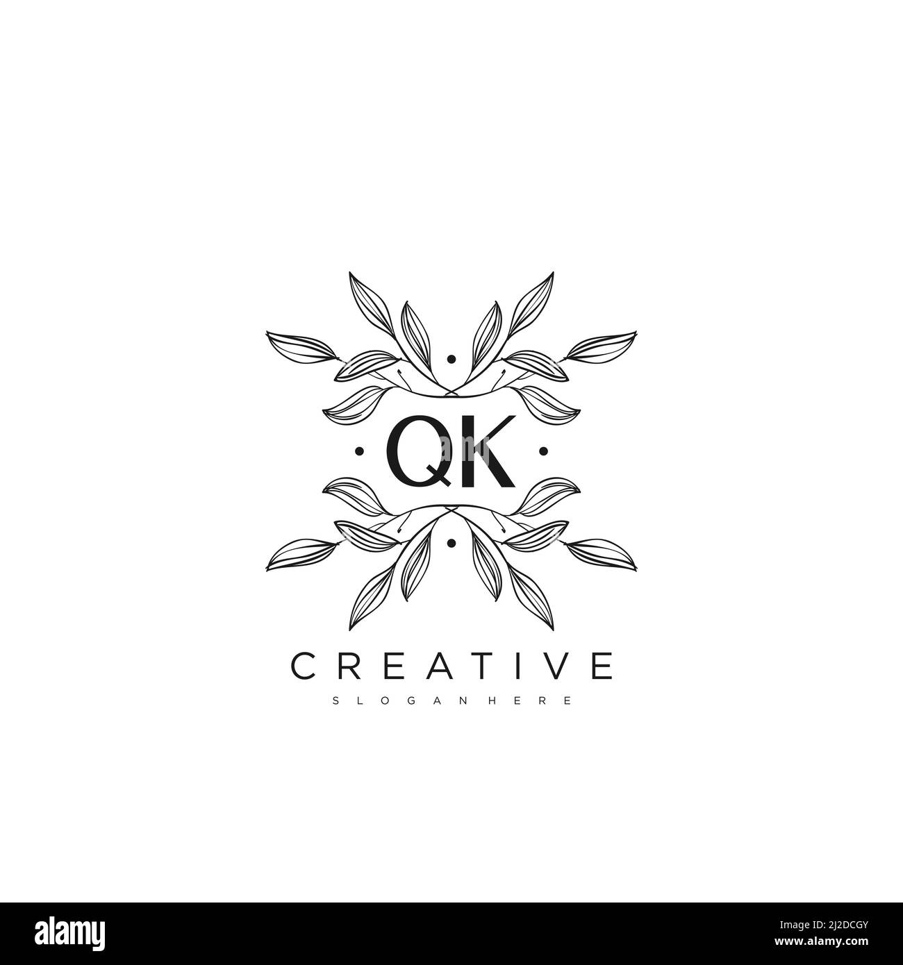 QK Initial Letter Flower Logo Template Vektor Premium-Vektor Stock Vektor