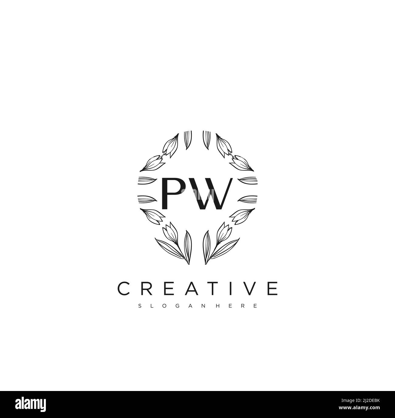 PW Anfangsbuchstabe Blume Logo Vorlage Vektor Premium-Vektor Stock Vektor