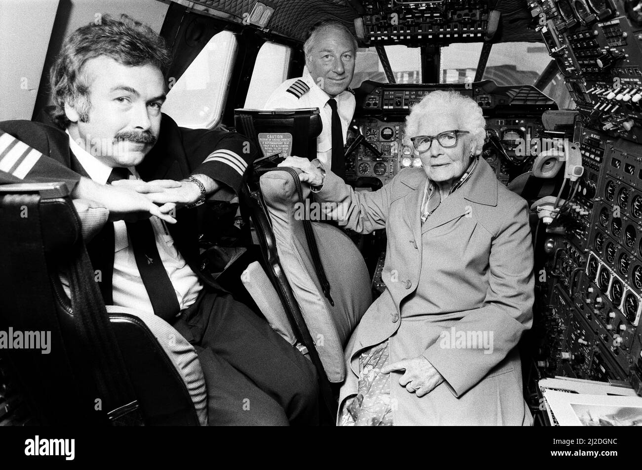 Omas Reise auf Concorde. 2.. April 1986. Stockfoto