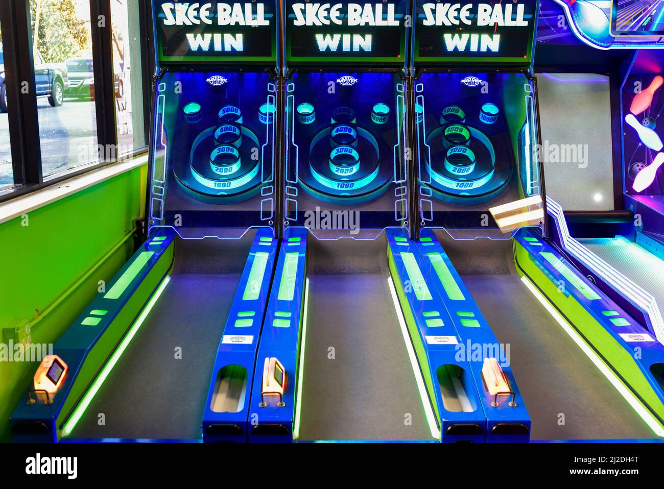 Arcade-Raum mit Skee Ball in Gatlinburg, Tennessee Stockfoto