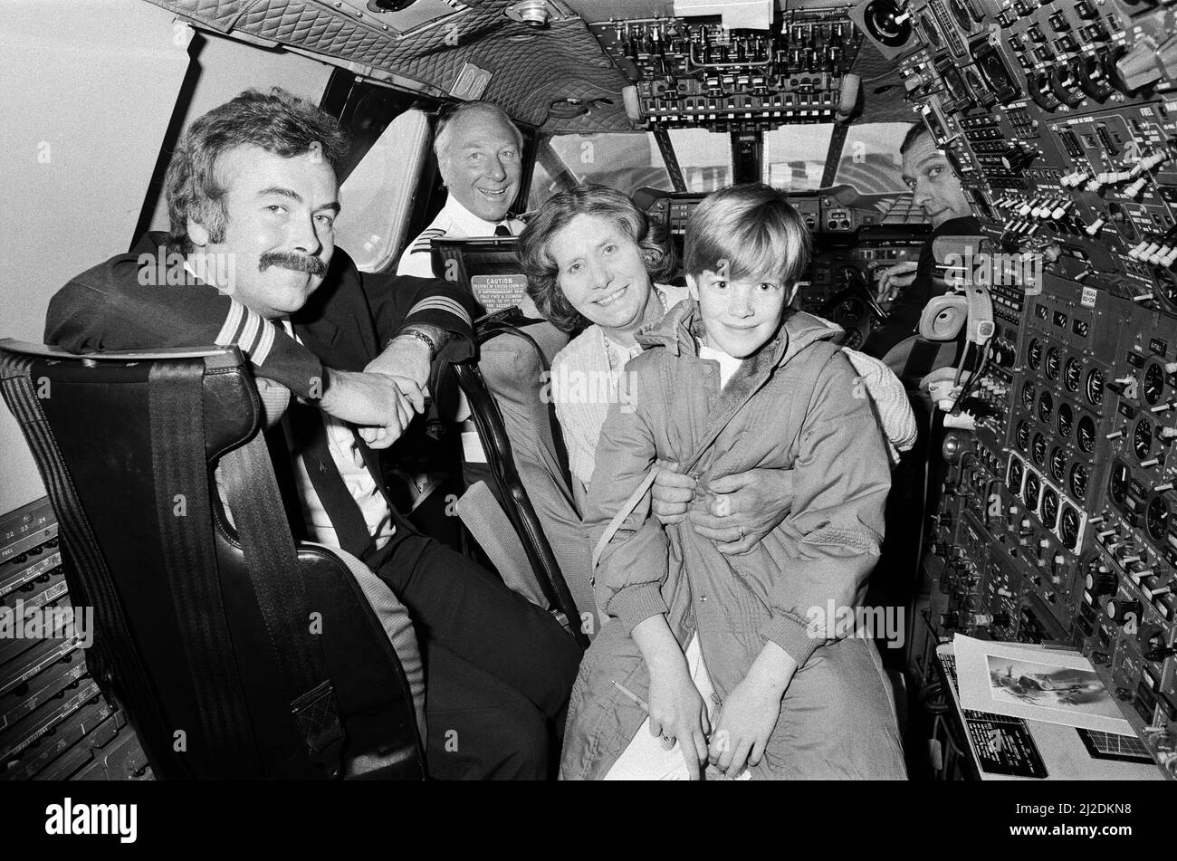 Passagiere auf einer Fahrt mit der Concorde. 2.. April 1986. Stockfoto