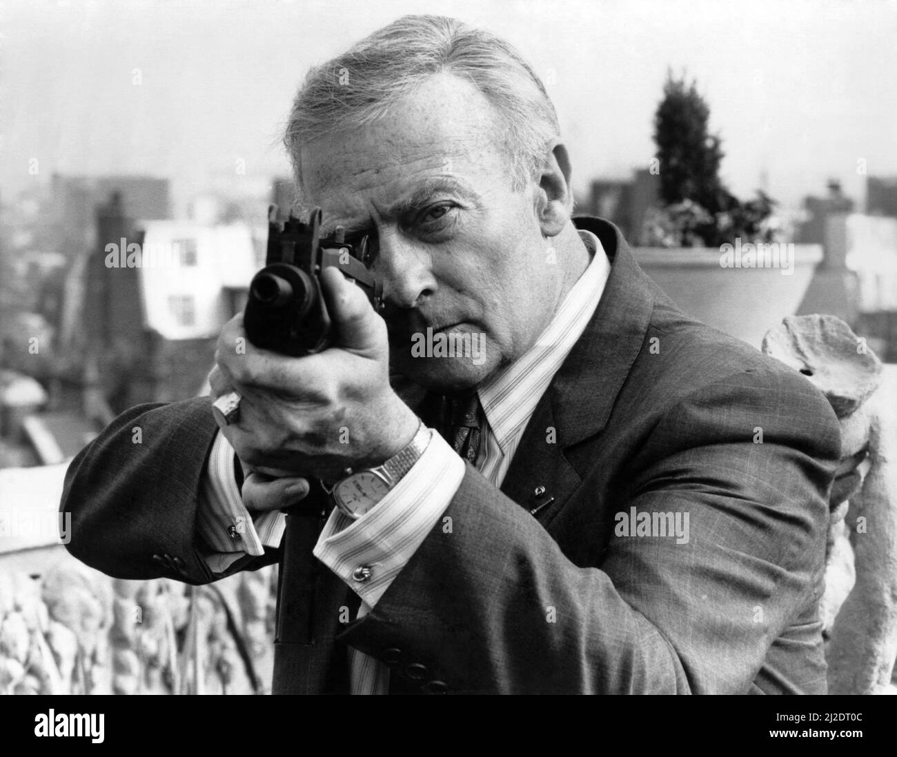 Edward Woodward Schauspieler, der Robert McCall in der neuen amerikanischen tv-Serie The Equalizer spielt, im Bild vom 25.. Oktober 1986. Stockfoto