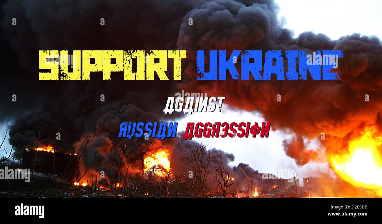 Unterstützen Sie die Ukraine gegen die russische Aggression, Ukraine Krieg WW3 Stockfoto