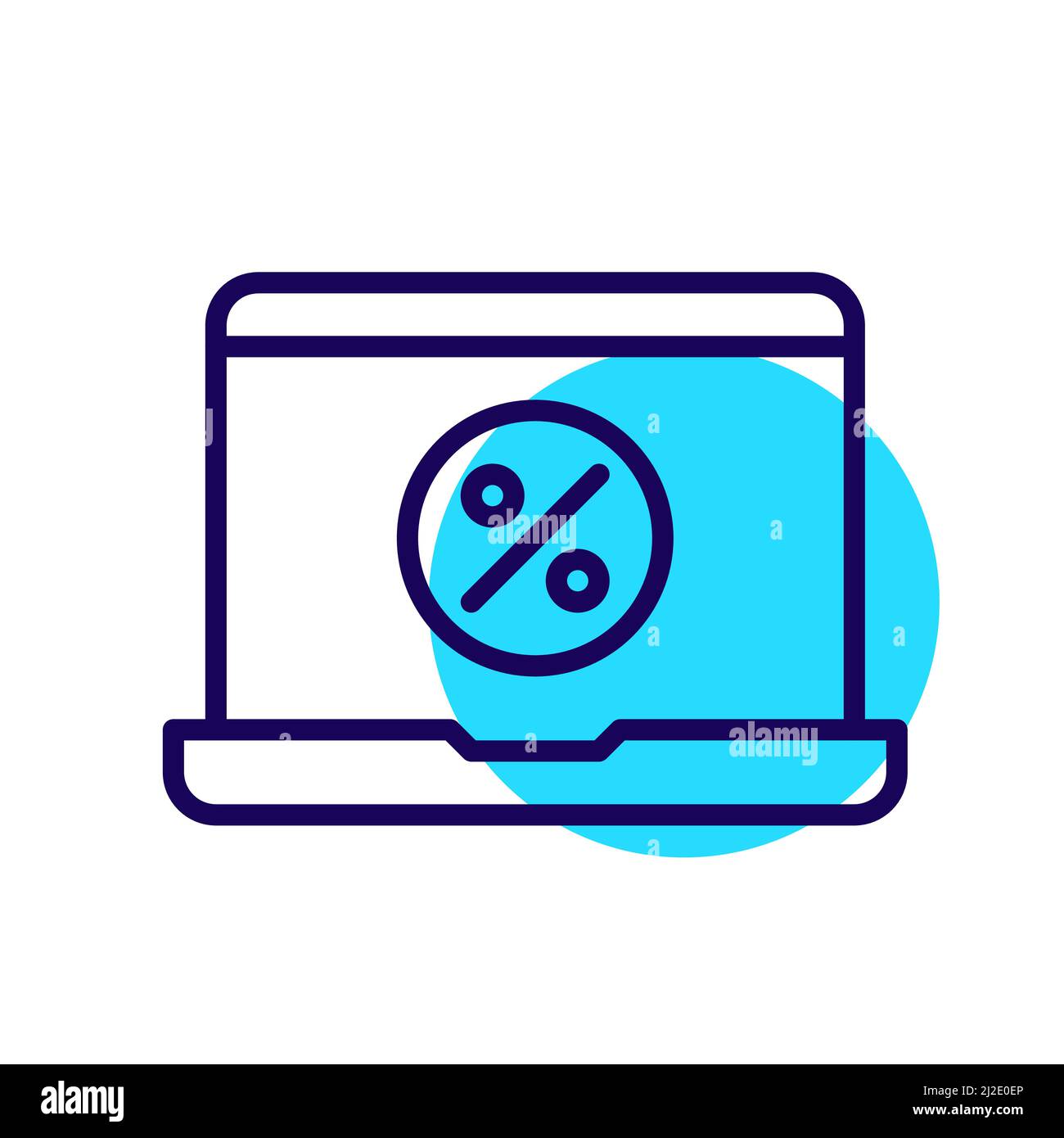 Symbol für Verbraucherkredite. Prozentzeichen auf einem Laptop. Pixel Perfect, bearbeitbares Kontursymbol Stock Vektor