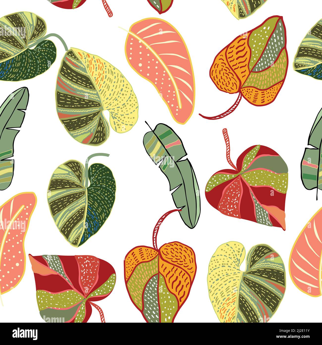Dekoratives tropisches Vektor-Nahtloses Muster mit hellen Blättern aus Palmen und Monstera. Botany hellen Hintergrund, Dschungel Tapete. Stock Vektor