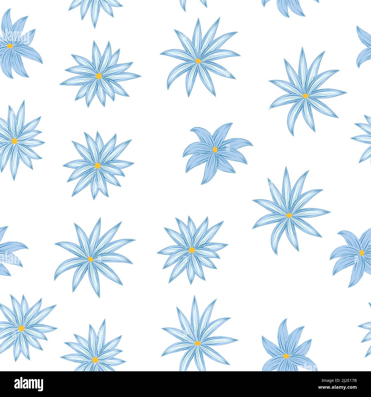 Blaue Blumen Nahtloses Muster in modernem Stil. Abstrakte Kunst botanischen Vektor Hintergrund, Design für Mode, Stoff, Tapete Stock Vektor