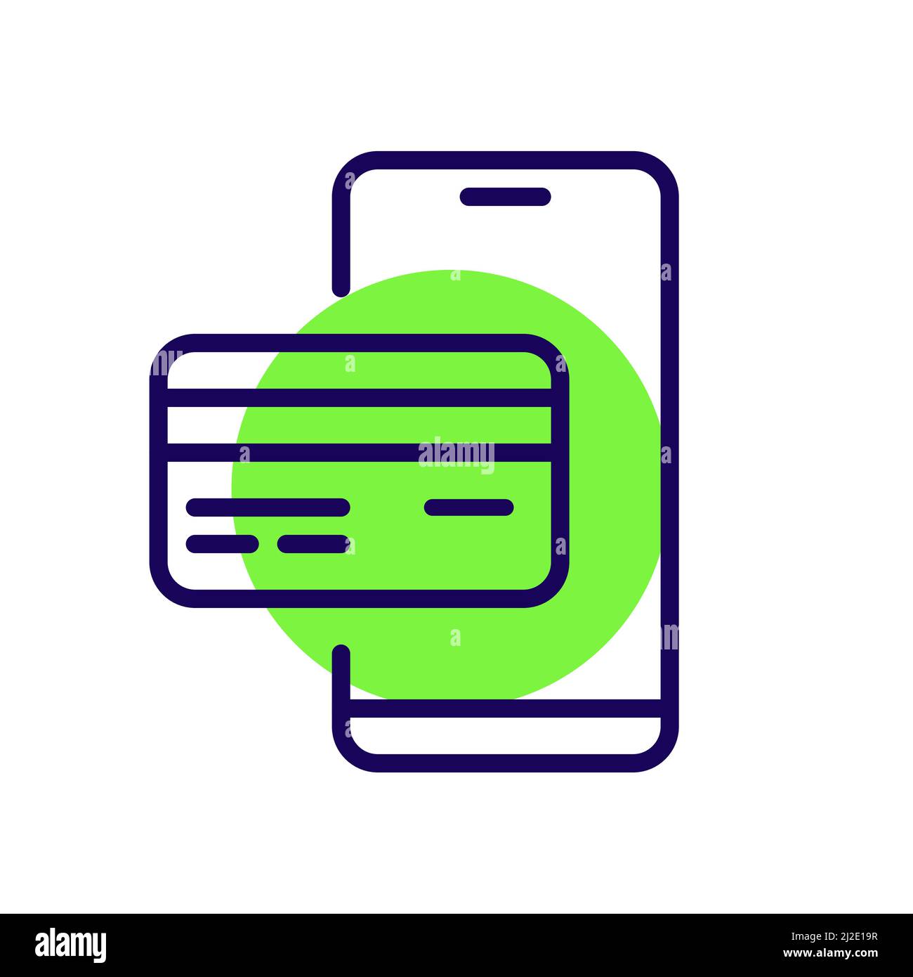 Online-Banking-App für Smartphone. Zahlung mit Kreditkarte. Pixel Perfect, bearbeitbares Kontursymbol Stock Vektor