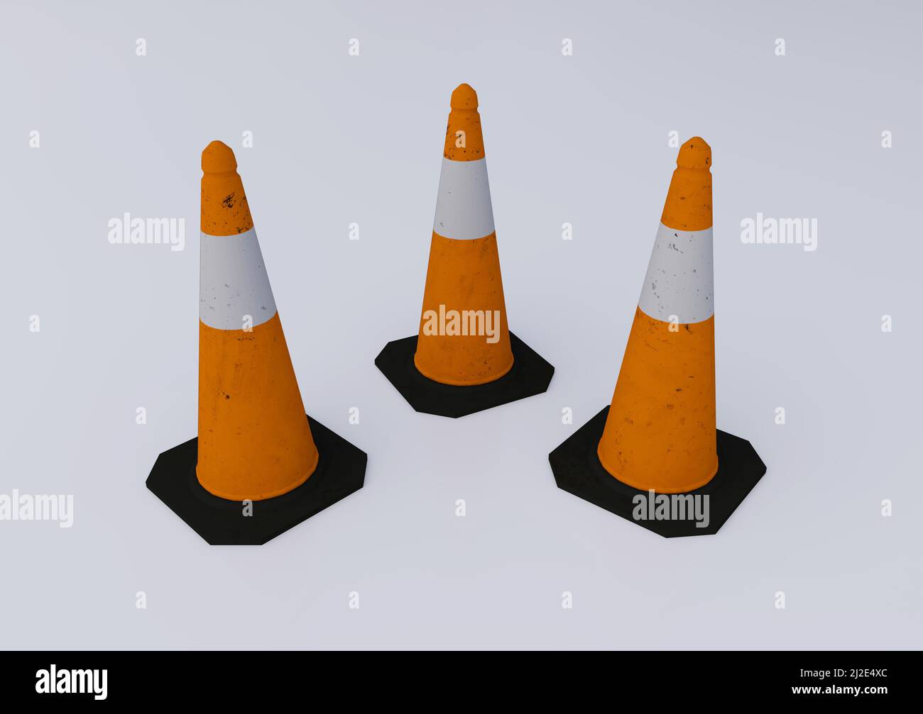 Verkehrskegel auf hellgrauem Boden Stockfoto