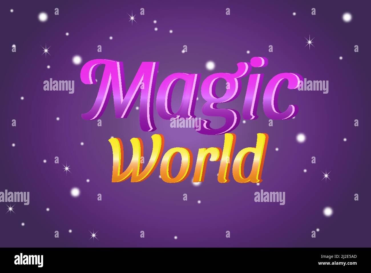 Editierbare Texteffekte Magic World , Wörter und Schriftart können geändert werden Stock Vektor