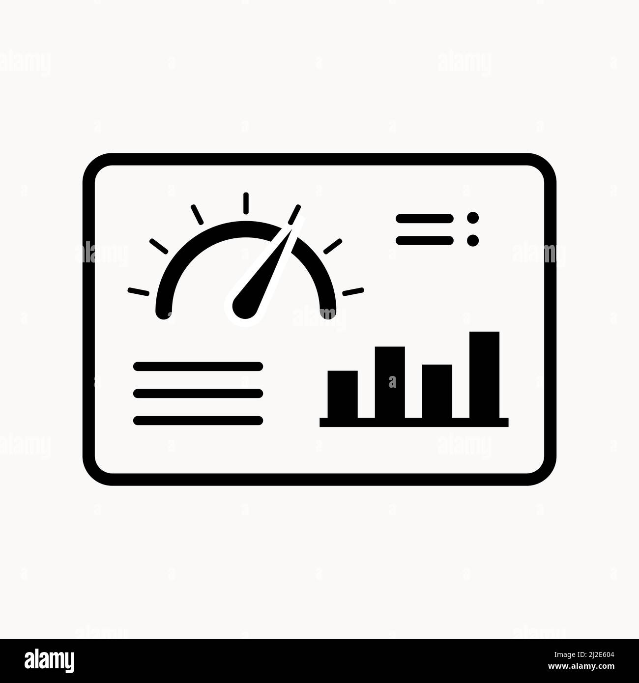 Dashboard-Symbol, kpi-Widget, Leistungsdaten-Indikator, dünne Linie Symbol auf weißem Hintergrund - bearbeitbare Kontur Vektor-Illustration Stock Vektor