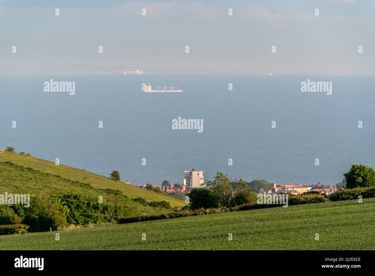 Hawkinge, Mai 23. 2015: Blick von Hawkinge in Kent über den Ärmelkanal nach Calais in Frankreich Stockfoto