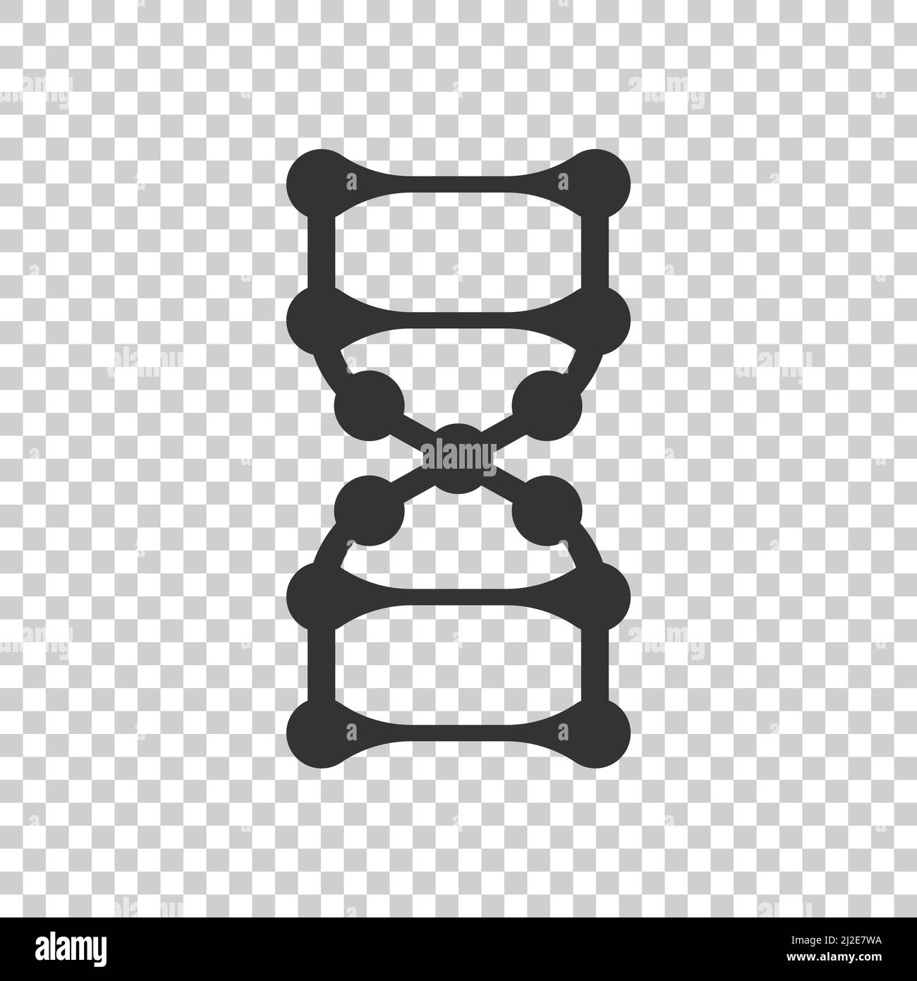 DNA-Molekül-Symbol in flachem Stil. Abbildung eines Atomvektors auf weißem, isoliertem Hintergrund. Molekulare Spirale Zeichen Geschäftskonzept. Stock Vektor