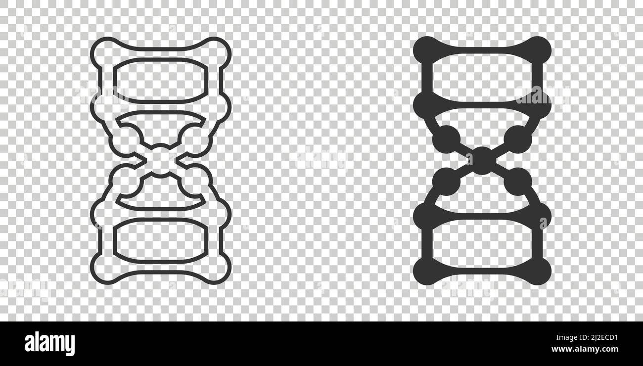 DNA-Molekül-Symbol in flachem Stil. Abbildung eines Atomvektors auf weißem, isoliertem Hintergrund. Molekulare Spirale Zeichen Geschäftskonzept. Stock Vektor