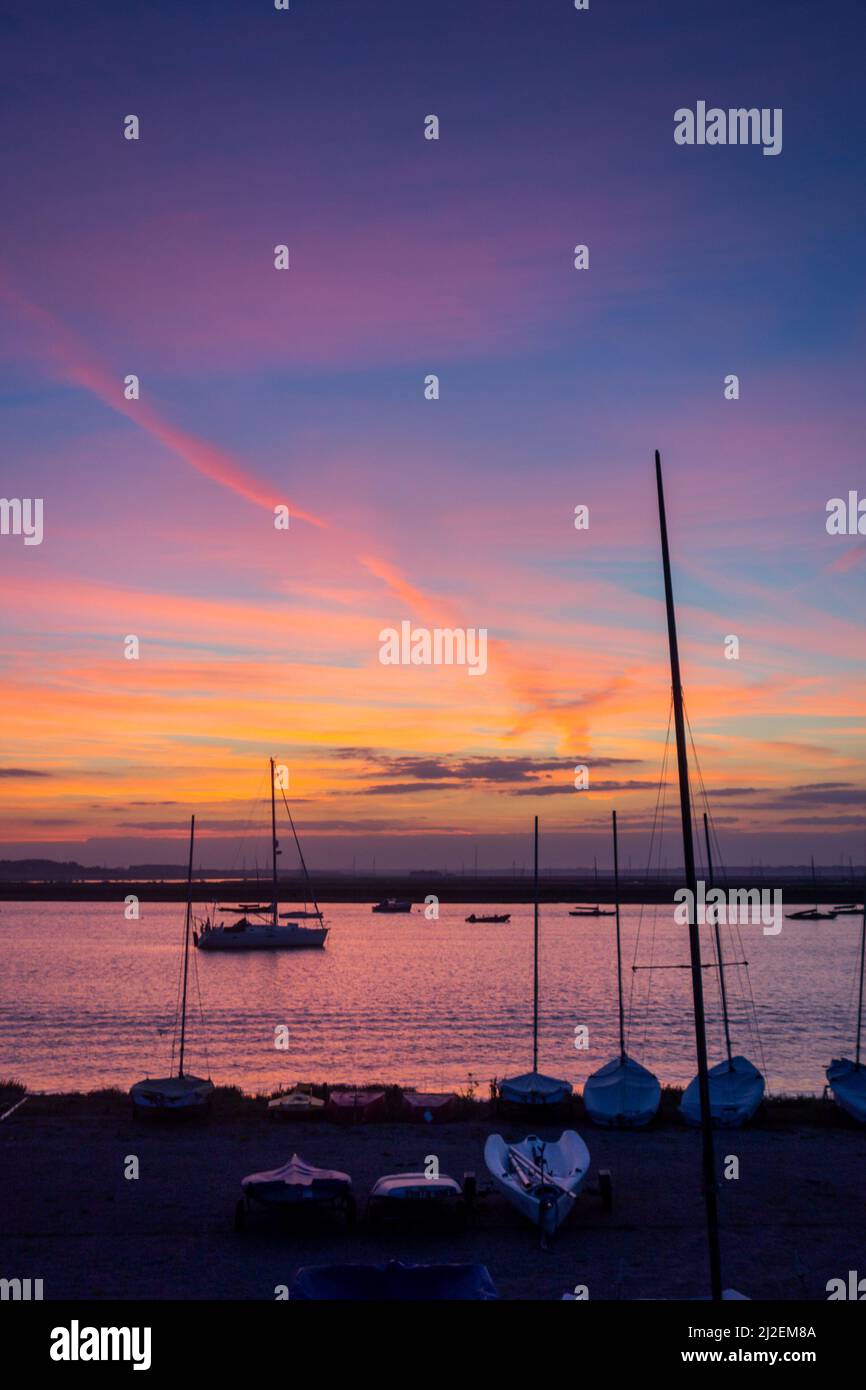 Sonnenuntergang über Yachten, Jamaika Stockfoto